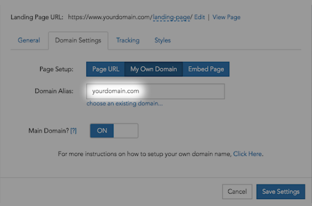 VBOUT Landing Pages Own Domain