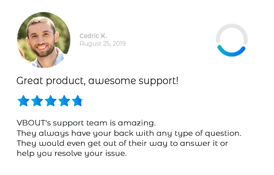 Customer review from a VBOUT customer